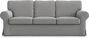 Cotton Ektorp 3 Seat Sofa Cover Slipcover Replacement for IKEA Sofa (Grey) - Does NOT Fit 3.5-Seat Model
