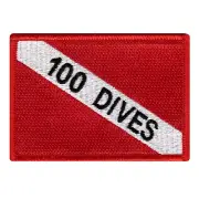 100 DIVES SCUBA DIVING PATCH embroidered iron-on CERTIFICATION DIVER DOWN FLAG
