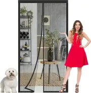 Magnetic Screen Door Mesh Fit 36x80 Inch Door, Keeps 36"x80" Black