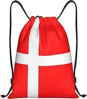 Denmark Danish Flag Drawstring Backpack Sports Gym Bag For Women Men Children Large Size Swim Bag