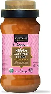 Khazana ORGANIC Kerala Coconut Curry Indian Simmer Sauce - 12.7oz Jars | Non-GMO, Vegan, Gluten Free, Kosher | Authentic Indian Meals Made Easy at Home!