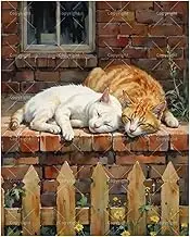 TAOPAOLAB Pet Portrait Paint by Numbers Kit for Adults - DIY Sleeping Cats on Porch Scene Painting on Canvas 16x20 Inches, Acrylic Paint Set, Suitable for Beginners, Art for Home Decoration or Gifts