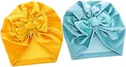[Minkissy] Tire Cap Satin Bonnet Babies Beanies Bow Chin Cuffed Mittens Headbands Newborn Hats Brim Satin Hat Head Band White Golden Velvet