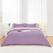 LINENOVA Vintage Washed Quilt Cover Set King - 1800TC Ultra-Soft Microfiber, Cotton-Like Texture, Breathable and Cozy, 1 Duvet Cover & 2 Pillowcases (Light Pink&Dusty Lilac)