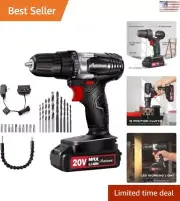High-Powered Cordless Drill - Easy Keyless Chuck - Variable Speed - 22pcs