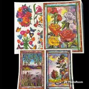 Super Signs VTG 3 Flowers Stained Glass Static Cling Window Decorations Sheets