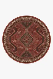 245' Round | Machine Washable Runner Rug | Kid & Pet Friendly | Indoor Rug | Zareen Scarlet Red Rug | Ruggable