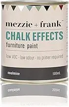 Mezzie + Frank Mineral Paint - Coalmine Chalk Effects Furniture Paint 500ml | Self-Priming, Matte Finish, Ideal for Timber, Metal, Concrete & More | Upcycle & Restore Furniture