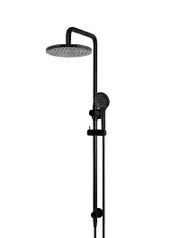 Round Combination Shower Rail, 200mm Rose, Three-Function Hand Shower - Matte Black