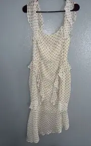 Asos Polkadot Mini Midi Party Dress Sz 4 Tan Ruffles Cocktail W/ Zip Back