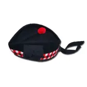 SCOTTISH Glengarry Wool Diced Hat CAP/Glengarry Hat Wool Black Red White Diced