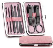 Nail Clippers Set 8 Pieces Household Stainless Steel Ear Spoon Nail Clippers Pedicure Nail Scissors Manicure Nail Clippers Set Multifunctional Manicure Set (Pink)