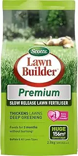 Scotts Lawn Builder - Premium Slow Release Lawn Fertiliser 2.5kg - 3 Months Feed - Thicker Lawn with No Scorch Formula - Child and Pet Friendly