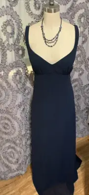 Navy Long MOB Gown by Dessy Size 8 Blue Dress Party Cocktail Holiday Dress