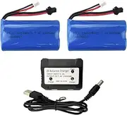 2PCS 7.4V 1500mAh High-Rate Lithium Battery with 2 in 1 Charger for H105 H103 H101 T2 High-Speed Remote Control Boat Battery