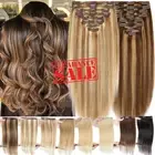 Double Wefted Clip In Remy Human Hair Extensions Super Thick Full Head 8PIECES