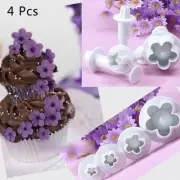 4Pcs Plum Flower Fondant Cake Cutter Plunger Cookie Mold Decorating Candy Mo-DD