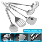 5pcs Ergonomic Turner Spatula Spoon Stainless Steel Cooking Tools Household