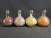 Glass Globe Bath Salts Jar Bottle WIth Cork 3 inch Set Of 4