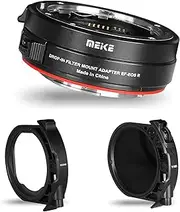 [Meike] MK-EFTR-C VND Metal Auto-Focus Mount Lens Adapter with Drop-in Variable ND and UV Filters Converter for Canon EF/EF-S Lenses to Canon EOS R and EOS RP R5 R5C R6 Cameras