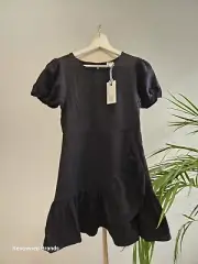 SEED HERITAGE GIRLS BLACK LINEN PARTY DRESS SIZE 8 BNWT RRP $69.95