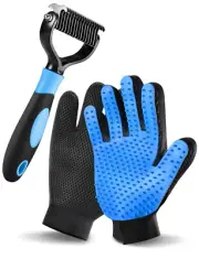 Pet Grooming Glove Brush Double Sided Shedding Dematting Rake Comb Massage Tool