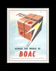 1947 Fly Your Freight Across the World by BOAC - Matted for 11x14 Frame