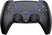 JDDWIN LED Wireless Gaming Controller for PS5/PS4/PC/Steam Deck,Hall Effect, Trigger Stops, Mappable Buttons, Bluetooth Audio,Marco, Turbo, Vibration, 6-Axis Motion Contro Gamepad with Speaker (Black)