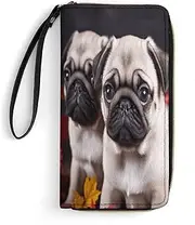 [BFGWK] Large Wallet Novelty Puppys Pug Printing Long Zipper Wallet Leather Wallet Suitable for Men and Women, Style, 7.8x4.1 Inch, Style, 19.7x10.5cm