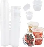 50 Pcs Portion Sauce Pot Condiment Meal Prep Container,1oz Small Condiment Containers,Reusable Deli Meat Containers with Lids,Restaurants Takeaways Containersfor Small Dips Chutney Ketchup Salads