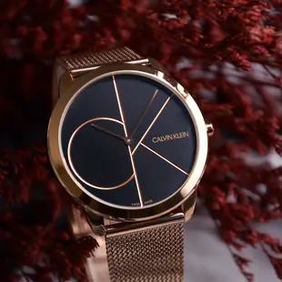 CK手錶 minimal系列 灰面大LOGO - 玫瑰金K3M21621
