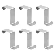 Over the Door Hooks, 6pcs - Stainless Steel S-Shaped Double Hooks (Silver)