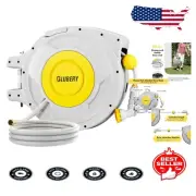 Effortless 106.7ft Retractable Hose Reel with Ergonomic Handle & Locking Feature