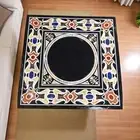 Square Black Marble Multi Stone Center Coffee & End Table Top Handmade Furniture