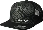ARIAT Men's Aztec Black Flat Bill Cap One Size,
