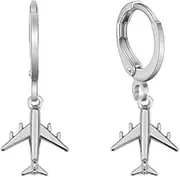 [RUIZHEN] Personality Airplane And World Map Long Chain Threader Drop Dangle Earrings Airplane Lariat Y necklace for Women