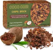 Coco Chips Substrate 1.1 LB, Organic Coconut Husk Brick with Low EC and Ph Balan