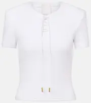 [Givenchy] Givenchy 4G lace-up cotton-blend jersey T-shirt AU 14 white