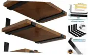 12 inch Shelf Bracket for DIY Floating Shelf, 1/5 inch 11.25“ black-6 pack