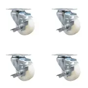 3 Inch SS Nylon Wheel Swivel Top Plate Caster Set with Brake Service Caster