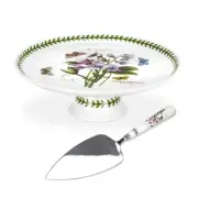 Portmeirion, Botanic Garden 10" Footed Cake Plate with Server, Sweet Pea Motif