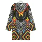 Southwestern Aztec Cotton Cozy Hooded Jacket Festival Cloak Coat Unisex Feathers