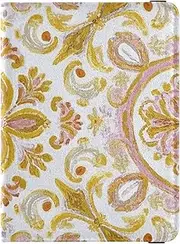 [Amooorous] Bohemia Retro Trendy Flower Paisley Gold Peach Leather decorative Passport Holder Cover Travel Documents Organizer Protector Card Holder Passport Case Ultra Slim, Bohemia retro trendy flower paisley