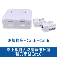 在飛比找PChome24h購物優惠-桌上型雙孔防塵資訊插座-雙孔網路Cat.6