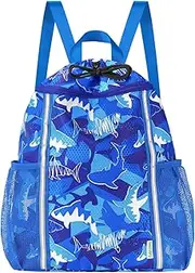 [WAWSAM] Mesh Drawstring Bag for Kids - Swim Gym Bag Beach Bag