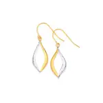 9ct Gold Two Tone Wave Drop Earrings