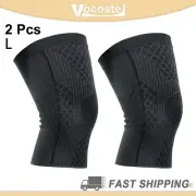 2pcs Knee Sleeve Knee Support Compression Brace for Women Men Nylon Black Size L