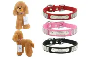 Rhinestones Personalised dog collar Bling engraved custom ID tag Name / Number