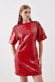Petite Sequin Woven Mini Dress