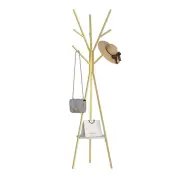 Metal Coat Rack Free Standing with 9 Hooks for Clothes Hats Scarves-Gold